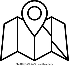 Map Icon Line Art Vector Illustration for Geographic Planning and Travel Routes