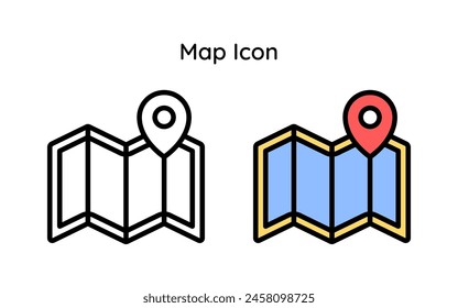 Icono de mapa línea y estilo de color de línea.