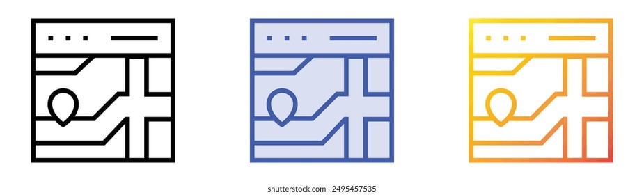 Zuordnungssymbol. Lineares, blaues Füllungs- und Verlaufsstil-Design auf weißem Hintergrund