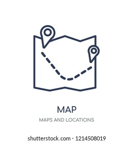 Map icon. Map linear symbol design from Maps and locations collection. Simple outline element vector illustration on white background.