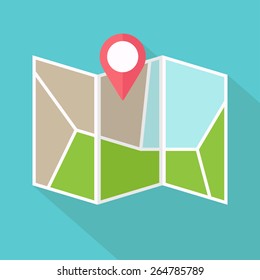 Map icon. Location or navigation icon. Flat design. Vector illustration 