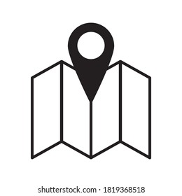 map icon or location of an object or place of destination on white background