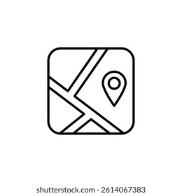 map icon with location pin, simple flat style, illustration, logo sign symbol pictogram template, for ui or ux isolated on white for mobile app, editable