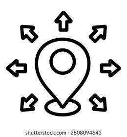 Map icon with location pins. Great for market location and global expansion planning.