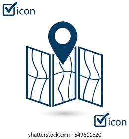 Map icon. Location symbol. Flat design style.