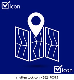 Map icon. Location symbol. Flat design style.