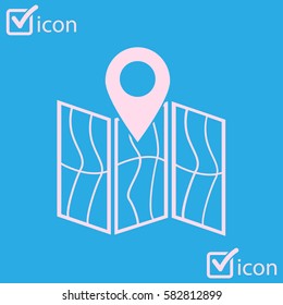 Map icon. Location symbol. Flat design style.