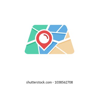 Map Icon Logo Design Element