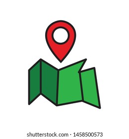 map icon. logo element illustration. map design. digital map concept. colored collection.