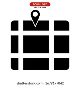 icono de mapa o logotipo símbolo de signo aislado ilustración vectorial - iconos vectoriales de estilo negro de alta calidad
