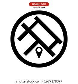 icono de mapa o logotipo símbolo de signo aislado ilustración vectorial - iconos vectoriales de estilo negro de alta calidad
