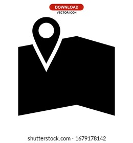 icono de mapa o logotipo símbolo de signo aislado ilustración vectorial - iconos vectoriales de estilo negro de alta calidad
