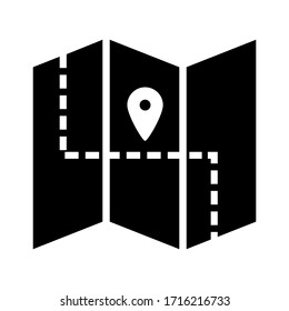 icono de mapa o logotipo símbolo de signo aislado ilustración vectorial - iconos vectoriales de estilo negro de alta calidad
