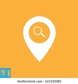 Map icon with magnifier - vector illustration