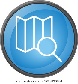 map icon with magnifying glass, vector