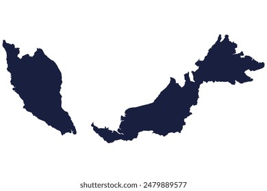 Map icon of Malaysia isolated on white background.