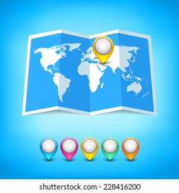 Map icon with multicolored Pin Pointers