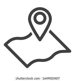 Map icon with a navigation point. Minimalistic performance. Isolated vector on a white background.