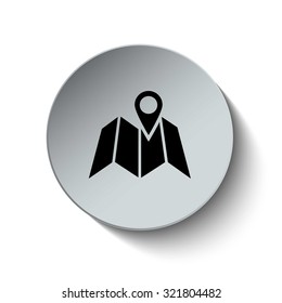 Map icon. Navigation icon. Rounded button. Vector Illustration. EPS10