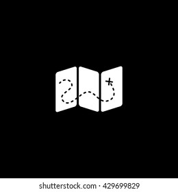 Map Icon On Black Background
