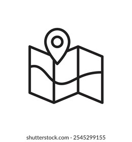 Signo de conjunto de esquema de icono de mapa