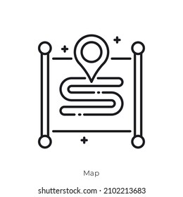 Map icon. Outline style icon design isolated on white background