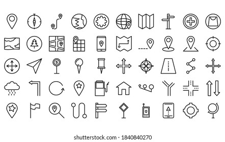  paquete de iconos de mapa. con estilo de línea de concepto minimalista. adecuado para su proyecto.Generar paquete de iconos. con estilo de línea de concepto minimalista. adecuado para su proyecto.