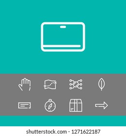 Map icon with package, compass and tablet symbols. Set of package, security, box icons and leaf concept. Editable vector elements for logo app UI design.