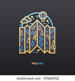 Map  icon. Part of the travel vacation icon set. 