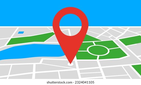 Map icon with pin gps vector flat and location marker pointer place, concept of road trip direction position symbol, travel destination trip point, city street navigator image