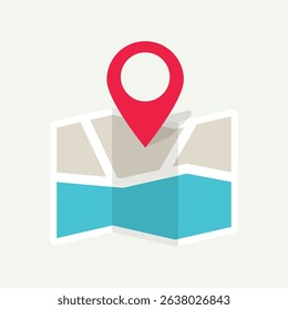 Map icon with pin gps vector flat and location marker pointer place in isometric design