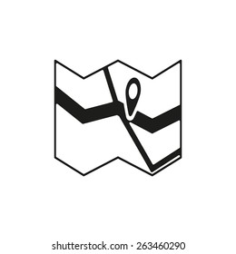 The Map icon. Pin on the map symbol. Flat Vector illustration