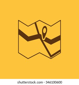 The Map icon. Pin on the map symbol. Flat Vector illustration