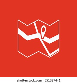 The Map icon. Pin on the map symbol. Flat Vector illustration