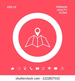 Map icon with Pin Pointer. Graphic elements for your design