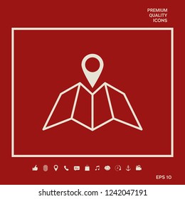 Map icon with Pin Pointer. Graphic elements for your design