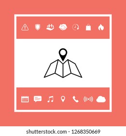 Map icon with Pin Pointer. Graphic elements for your design