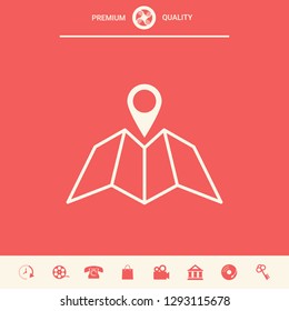 Map icon with Pin Pointer. Graphic elements for your design