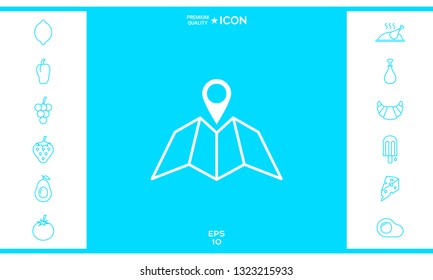 Map icon with Pin Pointer. Graphic elements for your design