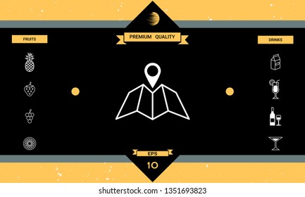 Map icon with Pin Pointer. Graphic elements for your design