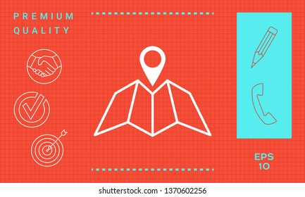 Map icon with Pin Pointer. Graphic elements for your design
