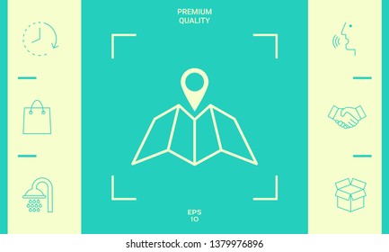 Map icon with Pin Pointer. Graphic elements for your design