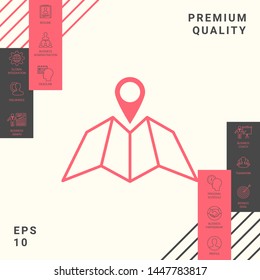 Map icon with Pin Pointer. Graphic elements for your design