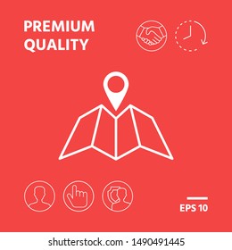 Map icon with Pin Pointer. Graphic elements for your design