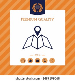 Map icon with Pin Pointer. Graphic elements for your design