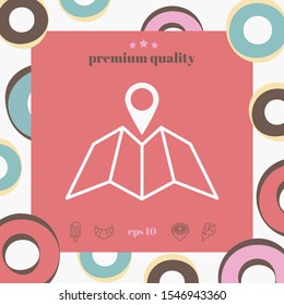 Map icon with Pin Pointer. Graphic elements for your design