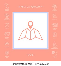 Map icon with Pin Pointer. Graphic elements for your design