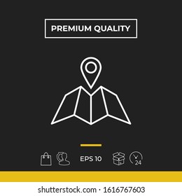 Map icon with Pin Pointer. Graphic elements for your design