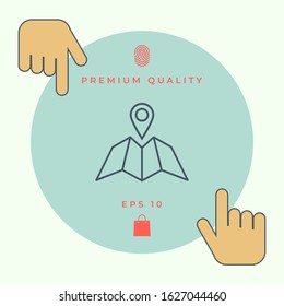 Map icon with Pin Pointer. Graphic elements for your design