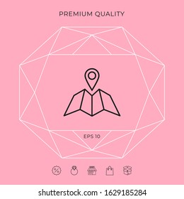 Map icon with Pin Pointer. Graphic elements for your design